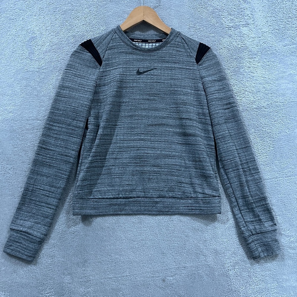 Nike Golf Dri-FIT Sweatshirt Womens Small Gray Space Dye Thermal Grid Pullover